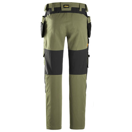 Snickers Workwear 6218 AllroundWork Stretch Trousers Holster Pockets | Khaki Green/Black