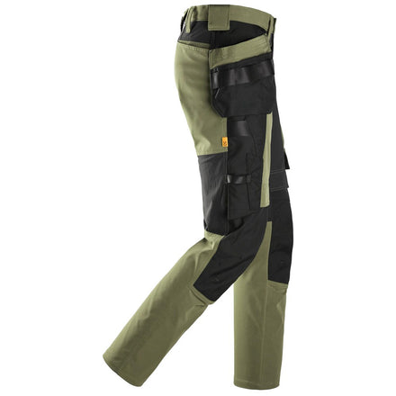 Snickers Workwear 6218 AllroundWork Stretch Trousers Holster Pockets | Khaki Green/Black