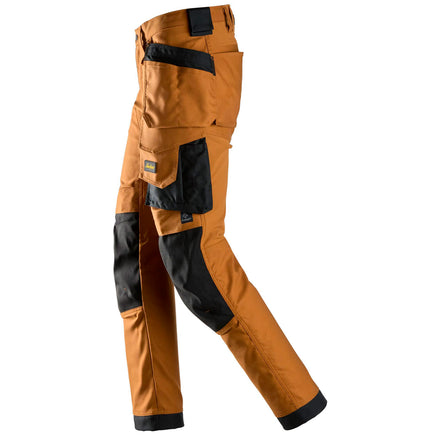 Snickers 6244 Allroundwork Canvas Stretch Trousers Holster Pockets Brown Black Left