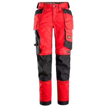 Snickers 6247 Allroundwork Womens Stretch Trousers Holster Pockets Chili Red Black Main