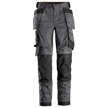 Snickers 6247 Allroundwork Womens Stretch Trousers Holster Pockets Steel Grey Black Main