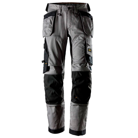 Snickers 6251 Allroundwork Stretch Loose Fit Work Trousers Holster Pockets Grey Black Main