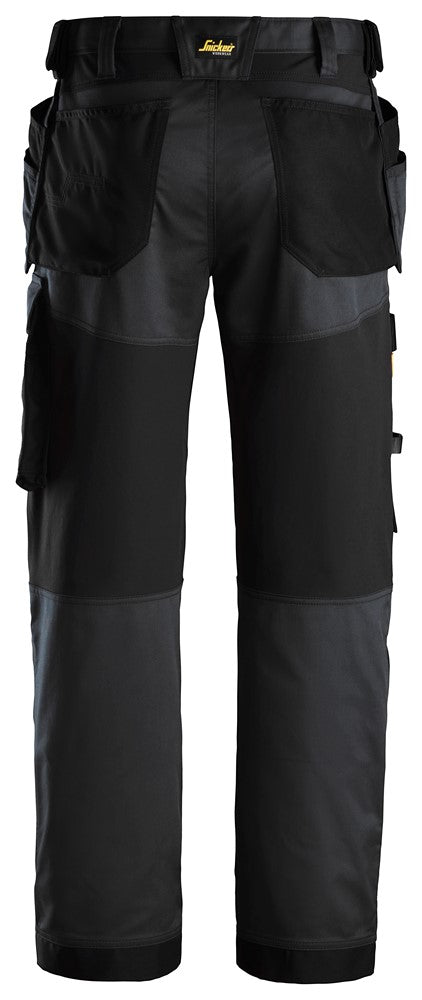 Snickers Allroundwork 6251 Stretch Loose Fit Trousers With Holster Pockets Black / Black