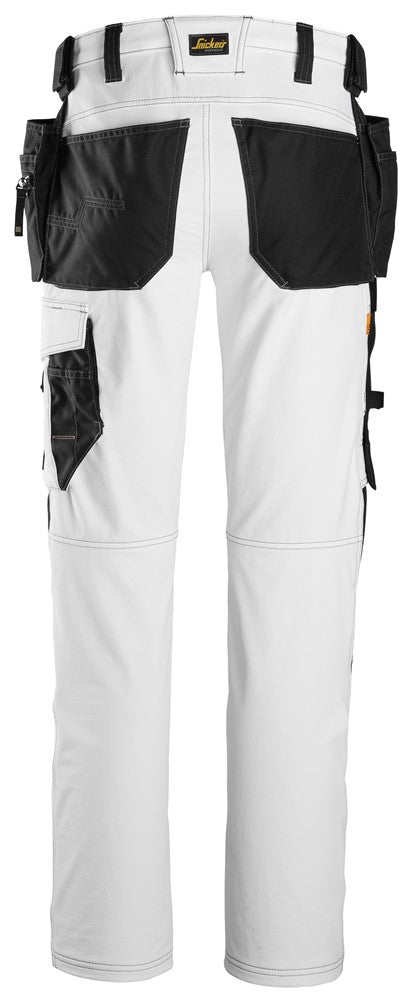 Snickers Allroundwork 6271 Full Stretch Trousers With Holster Pockets White / Black