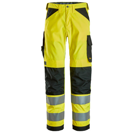 Snickers 6338 Highvis Class 2 Trousers Hi Vis Yellow Black Main