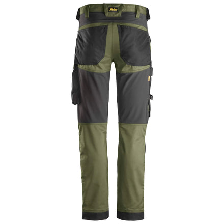 Snickers Allroundwork 6341 Stretch Slim Fit Trousers Khaki Green / Black