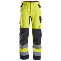 Snickers 6360 Protecwork Work Trousers Highvis Class 2 Hi Vis Yellow Navy Main