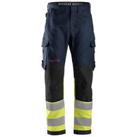 Snickers 6363 Protecwork Work Trousers Highvis Class 1 Navy Hi Vis Yellow Main