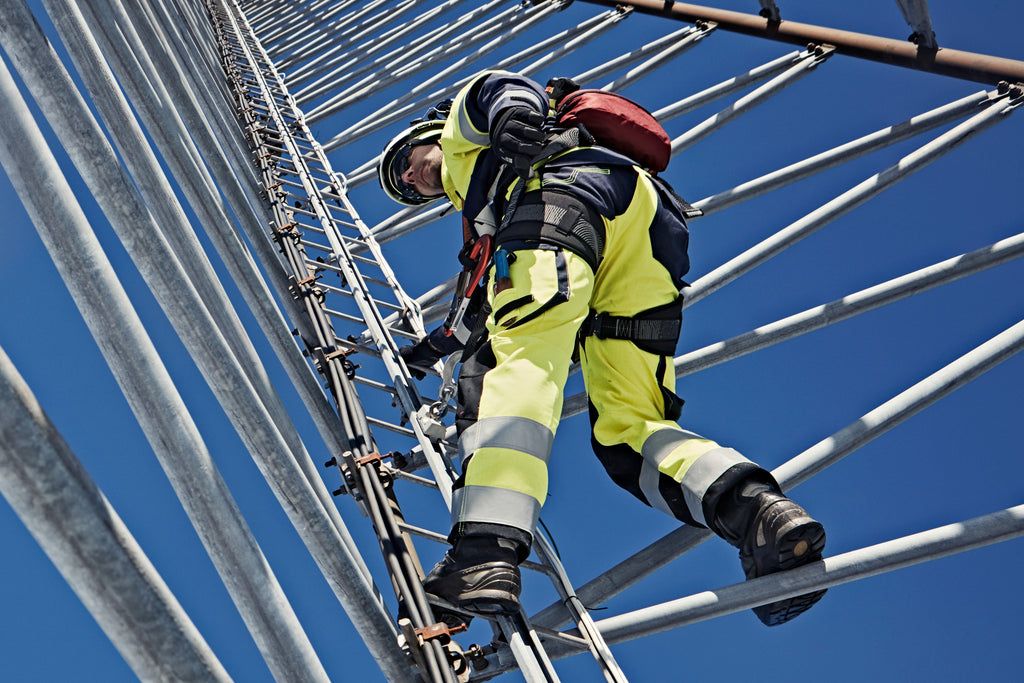Snickers 6364 ProtecWork, Trousers Reinforced, Hi-Vis Class 2 - Hi-Vis Yellow/Navy