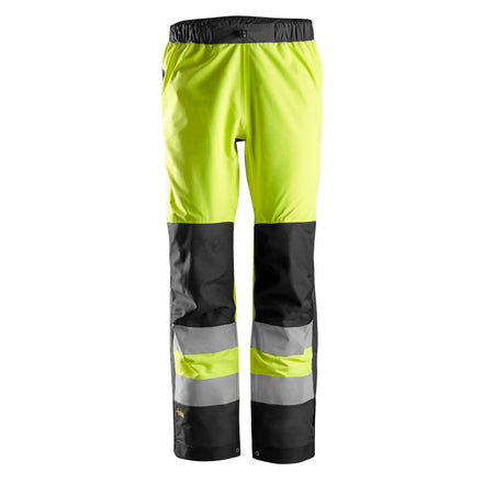 Snickers 6530 Highvis Class 2 Waterproof Shell Trousers Hi Vis Yellow Black Main