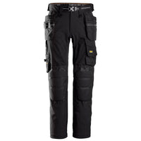 Snickers 6590 Allroundwork Stretch Trousers Capsulized Kneepads Holster Pockets Black Black Main