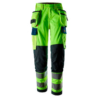Snickers 6768 Protecwork Womens Stretch Trousers Holster Pockets Highvis Class 2 Hi Vis Yellow Navy Main