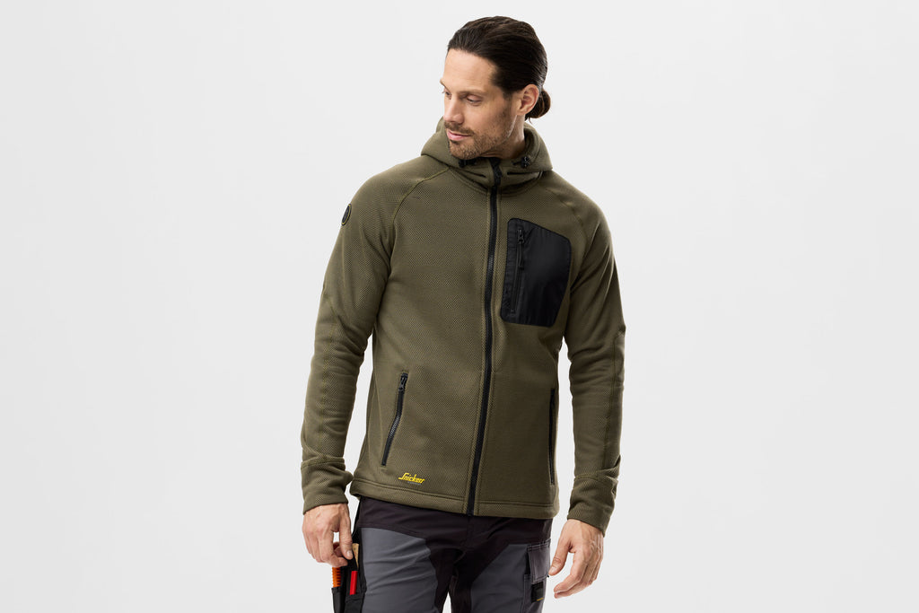 Snickers 8041 FlexiWork, Fleece Hoodie - Deep Blue/Black