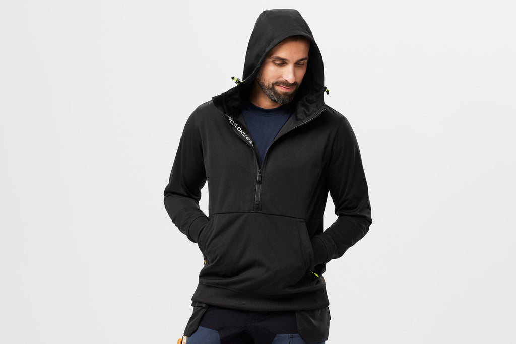 Snickers 8400 FlexiWork, Windblocker Stretch Half-Zip Hoodie - Black