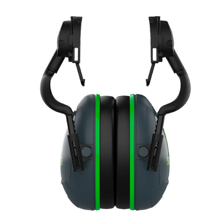 JSP Sonis 1 Helmet Mounted Ear Defenders Grey/Green Plate - SNR 26 | AEB012-1CY-800