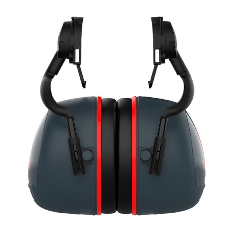 JSP Sonis 3 Helmet Mounted Ear Defenders Dark Grey/ Red -SNR 36 | AEB040-0C1-A00