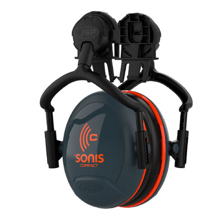 JSP Sonis Compact Helmet Mounted Ear Defenders Dark Grey/ Orange -SNR 31 | AEB032-1CY-000