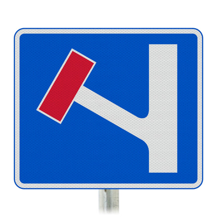 No Through Road For Left at Junction Ahead Sign Post Mounted - Diagram 817 R2/RA2 (Face Only) (Diagonal Left / 525x450mm)