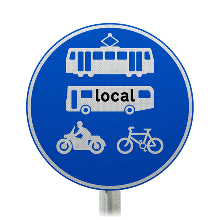 Tram, Bus, Bike and Motorbike Post Mount Sign - 953.1C R2/RA2 (Face Only) (600mm / Tramcars, Local Buses, Cycles, Motorbikes Only)