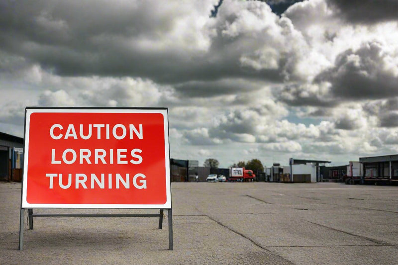 Start Traffic Caution Lorries Turning Zintec Sign In Frame Description Img