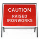 Caution Raised Ironworks Sign - Zintec Metal Sign Face | 1050x750mm