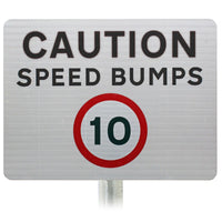 Caution Speed Bumps 10mph Advisory Sign - Post Mount