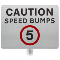Caution Speed Bumps 5mph Advisory Sign - Post Mount