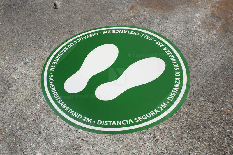 Multilingual Indoor Social Distance Floor Signs - Self Adhesive