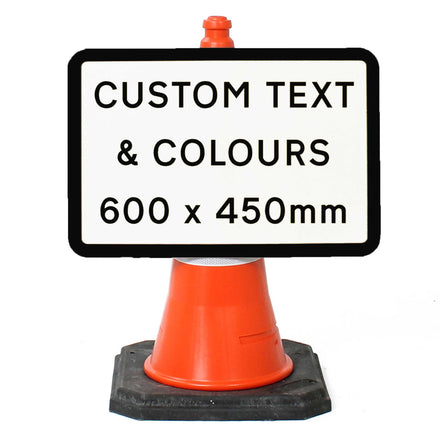 Custom 600x450mm Sign Face - Cone Sign - Face Only (White & Black / None / Yes)