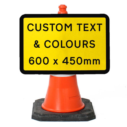 Custom 600x450mm Sign Face - Cone Sign - Face Only (Yellow & Black / None / Yes)