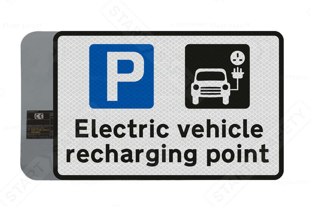 Electric vehicle recharging point' Inc Symbols Sign Wall Mount Dia. 660.9 R2/RA2