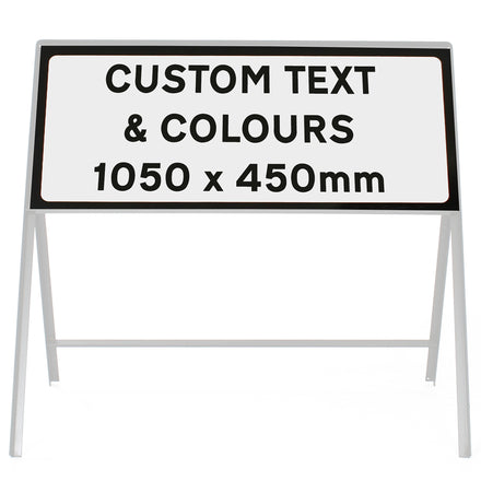 Custom 1050x450mm Sign Face - Metal Road Sign - Face Only (White & Black / None / Yes)