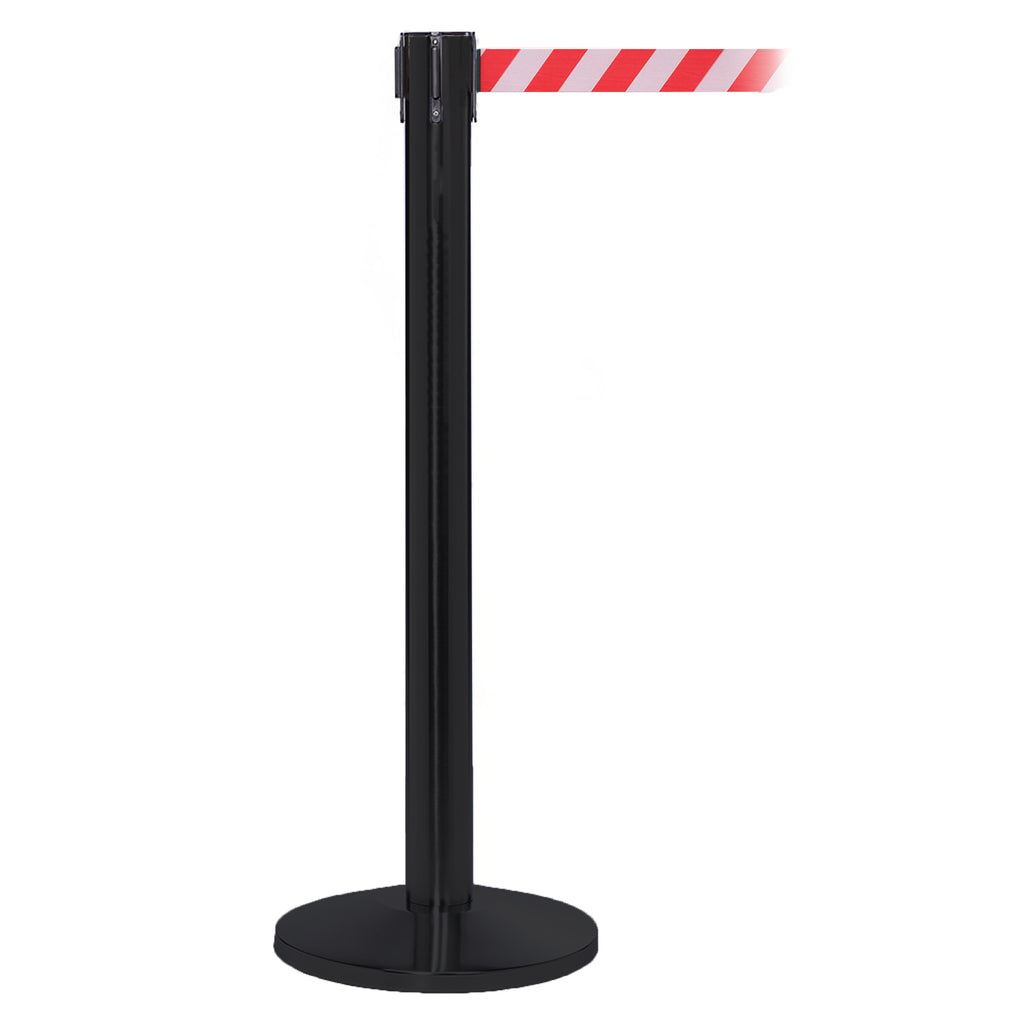 QueuePro 300 4.9m x 50mm Belt Barrier System (Black / Red / White  Chevron)