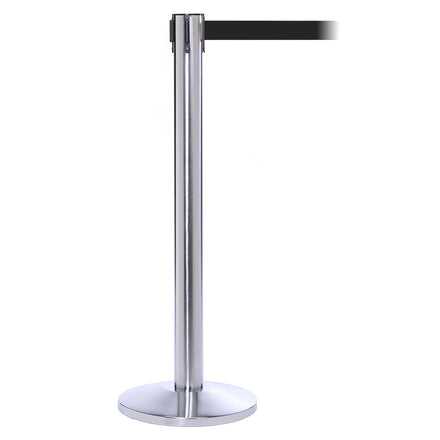 QueuePro 300 4.9m x 50mm Belt Barrier System (Polished Stainless / Black)