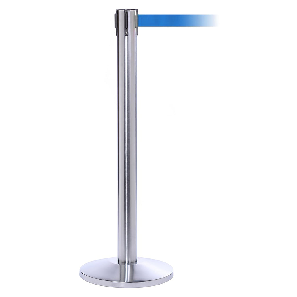 QueuePro 300 4.9m x 50mm Belt Barrier System (Polished Stainless / Blue)