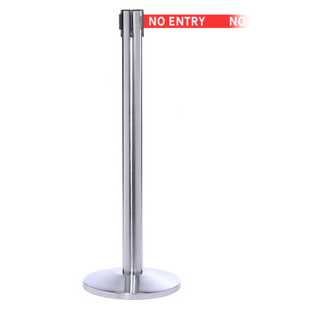 QueuePro 300 4.9m x 50mm Belt Barrier System (Polished Stainless / No Entry | Red)