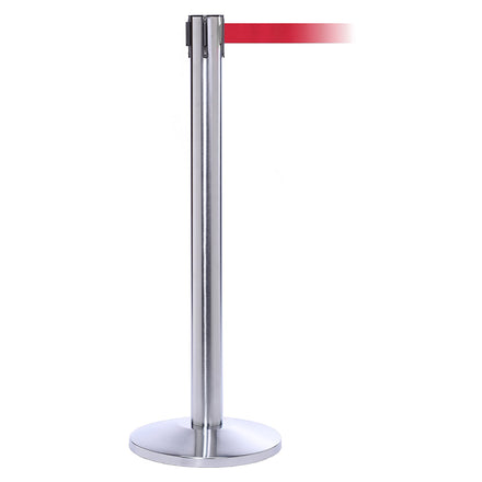 QueuePro 300 4.9m x 50mm Belt Barrier System (Polished Stainless / Red)