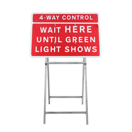 3/4 Way Control Wait Here Until Green Light Shows Sign Diagram 7011.1 | Quick Fit (face only) | 1050x750mm