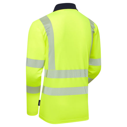 Supertouch Essentials Hi-Vis Yellow Eco CoolMax Long Sleeved Polo Shirt