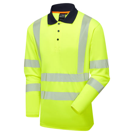 Supertouch Essentials Hi-Vis Yellow Eco CoolMax Long Sleeved Polo Shirt