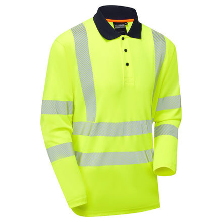 Supertouch Essentials Hi-Vis Yellow Eco CoolMax Long Sleeved Polo Shirt