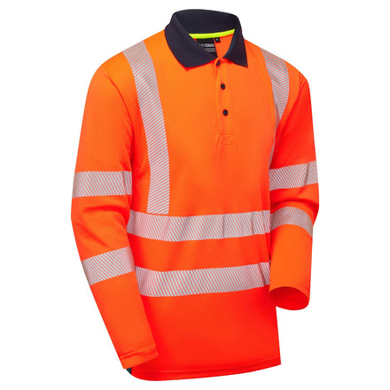 Supertouch Essentials Hi-Vis Orange Eco CoolMax Long Sleeved Polo Shirt