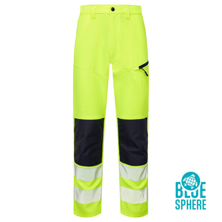 Supertouch Essentials Hi Vis Yellow Eco Coolair 4-Way Stretch Trousers