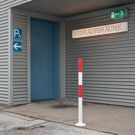 Traffic Line Removable Bolt Down (Screw Fix) Barrier Post Bollard Red/White 1000mm