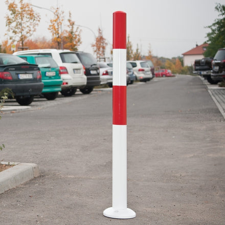 Traffic Line Removable Bolt Down (Screw Fix) Barrier Post Bollard Red/White 1000mm
