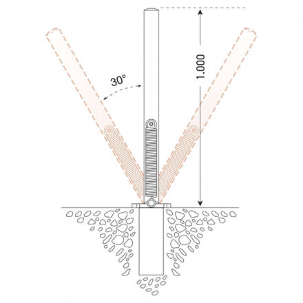 Traffic Line Galvanised Spring Loaded Barrier Post Bollard 1000mm