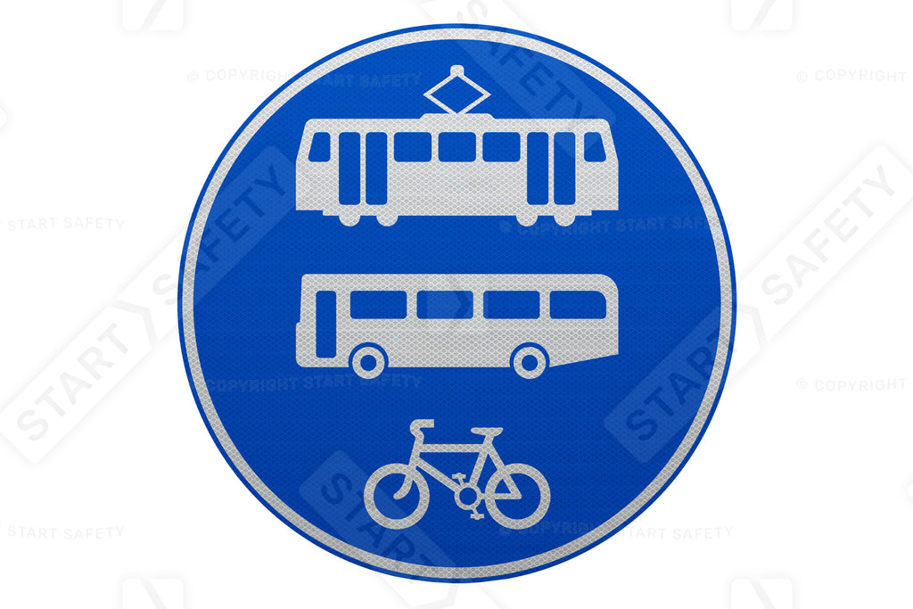 Tramcars, Buses and Cycles Only Post Mount Sign - 953.1A R2/RA2 (Face Only)