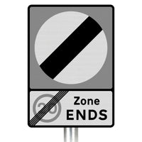 National Speed Limit '20mph Zone ENDS' Inc Symbol Sign Post-Mounted - Diagram 675B R2/RA2 (Face Only)