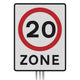 20mph Zone Inc Symbol Sign Post-Mounted - Diagram 674 R2/RA2 (Face Only)