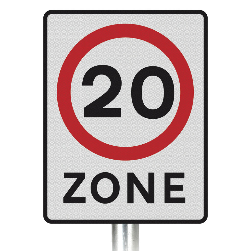 20mph Zone Inc Symbol Sign Post-Mounted - Diagram 674 R2/RA2 (Face Only)